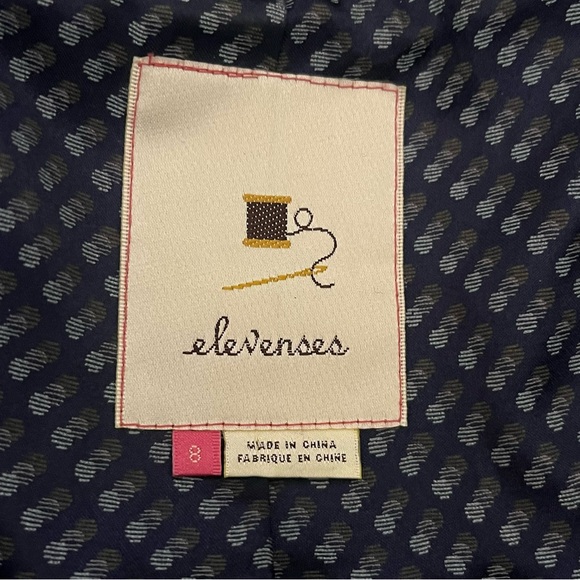 Elevenses Anthropologie Women's First Frost Navy Wool Hooded Peacoat Size 8 - Picture 5 of 5